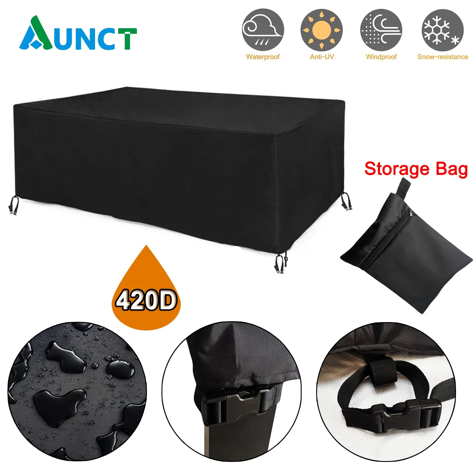 Specification: 200*330cm - Heavy duty Waterproof Patio Furniture Cover Rectangular Garden Rain Snow Outdoor Cover for Sofa Table Chair Wind-Proof Anti-UV