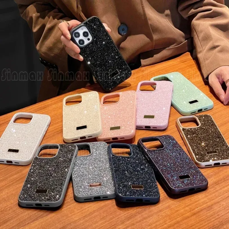 Color: Dark Blue, Material: leather - Luxury Glitter Designed Shell For iPhone 16 15 Pro Max 14 13 12 Luxurious Bling Sparkling Rhinestone Diamond Jewels Cover Case