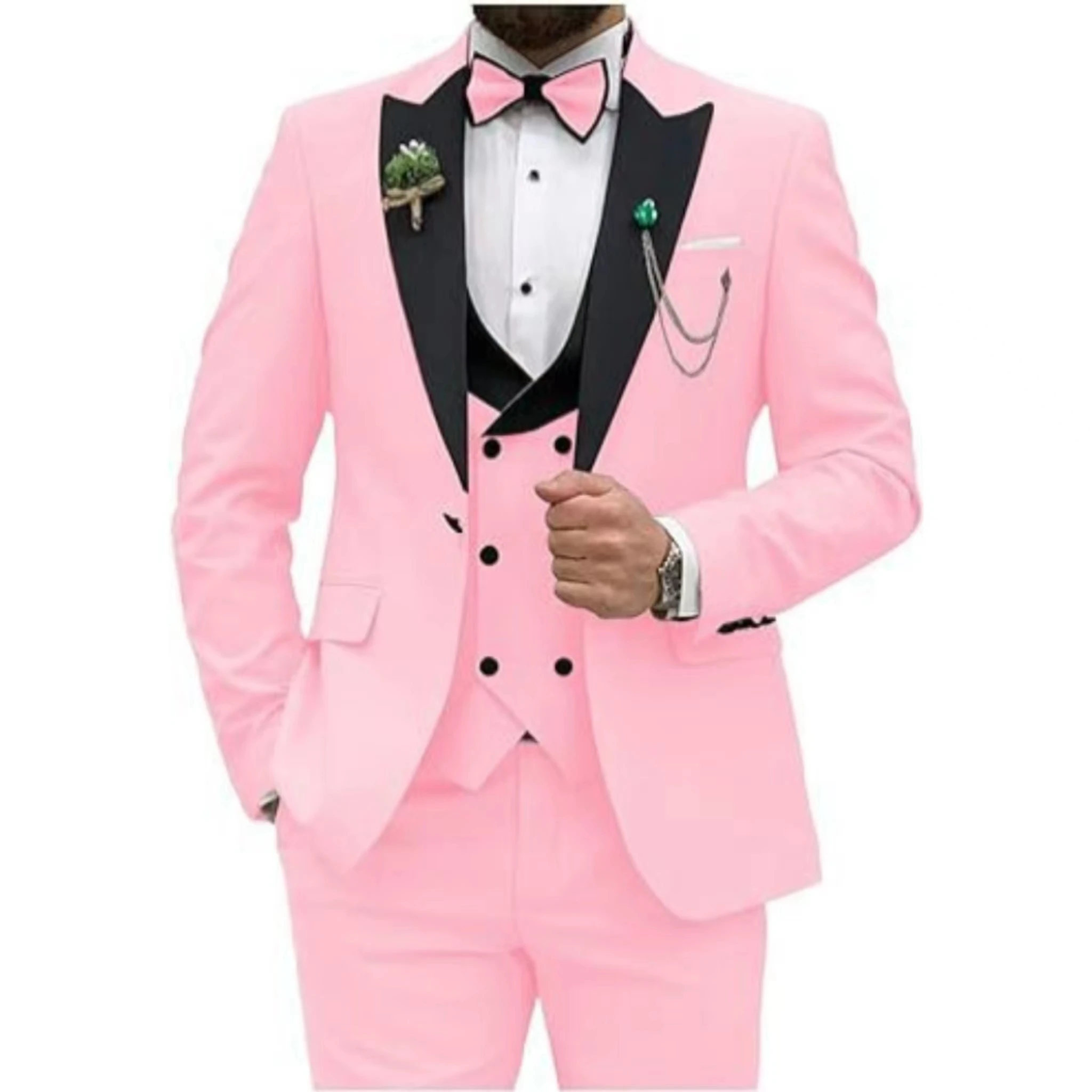 Color: WHITE, Size: XS - Men Suit Colorful Luxury Blazer Vest And Pant Sets 3 Piece Birthday Dress Business  Prom Evening Party Costumes High Quality