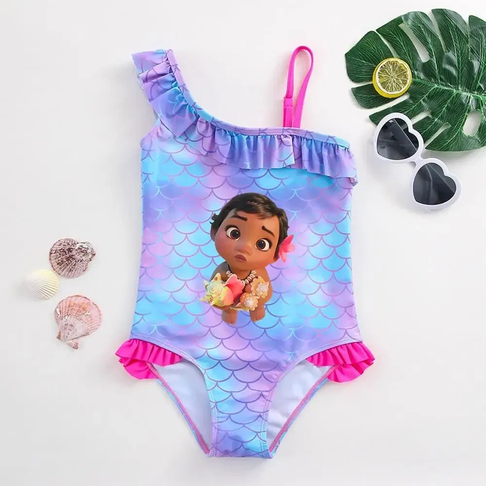 Color: Lavender, Kid Size: 9M - Moana Baby Girl Mermaid Fish Scale Print Swimsuit One-Piece Swimwear Toddler Bathing Suit Beach Outfit