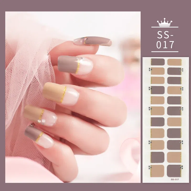 Color: Neon yellow - 22 Tips Blue and White Shiny Speckles Nail Art Sticker Full Cover Nail Stickers Last Update Nail Wraps Lot Sticker for Nails