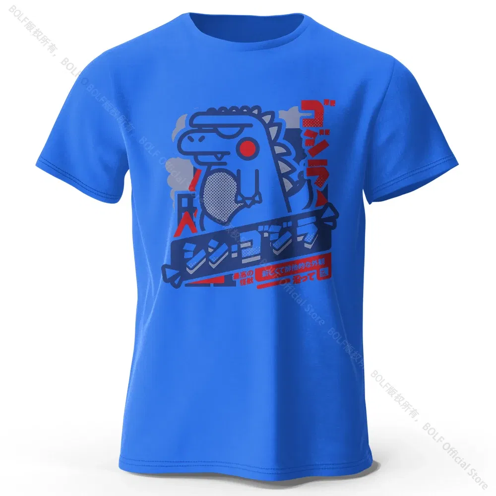 Color: Blue, Size: XXXL - Harajuku Kawaii Animal Printed 100% Cotton T-Shirt, Lightweight Round Neck Short Sleeve Tee, Unisex Casual Wear
