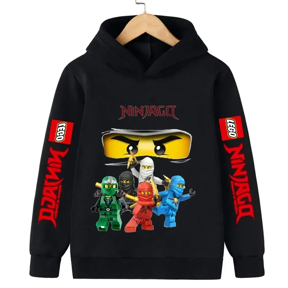 Color: Yellow, Kid Size: 3M - Lego Phantom Ninja Cartoon Children's Hooded Hoodies Casual Sports Sweatshirt 3-13 Year Old Boy Kid Baby Girls Clothes Pullover