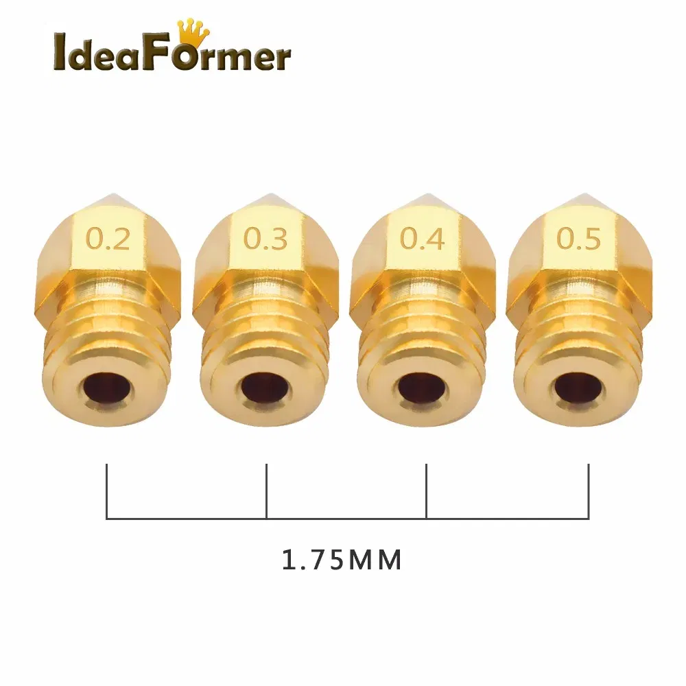 Color: WHITE, Size: 1.4mm - 5/10pcs MK8 Brass Nozzle 1.75/3.0mm Filament Extruder Print Head Nozzle 0.2/0.3/0.4/0.5mm for CR10 CR10S Ender3 3D Printer Parts