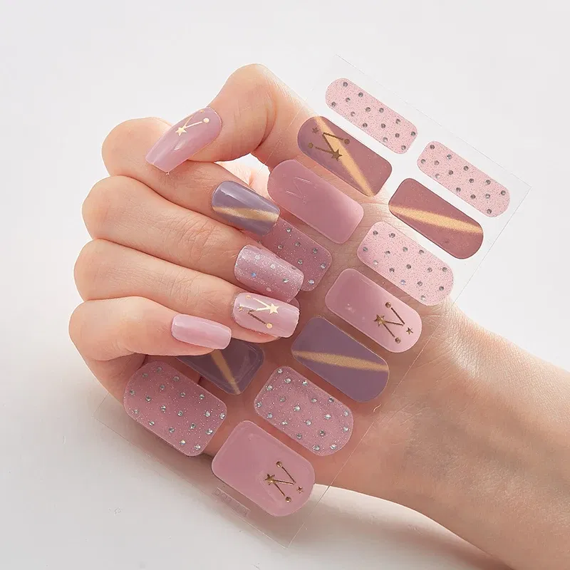 Color: Lavender - Patterned Nail Stickers Wholesale Supplise Nail Strips for Women Girls Full Beauty High Quality Stickers for Nails