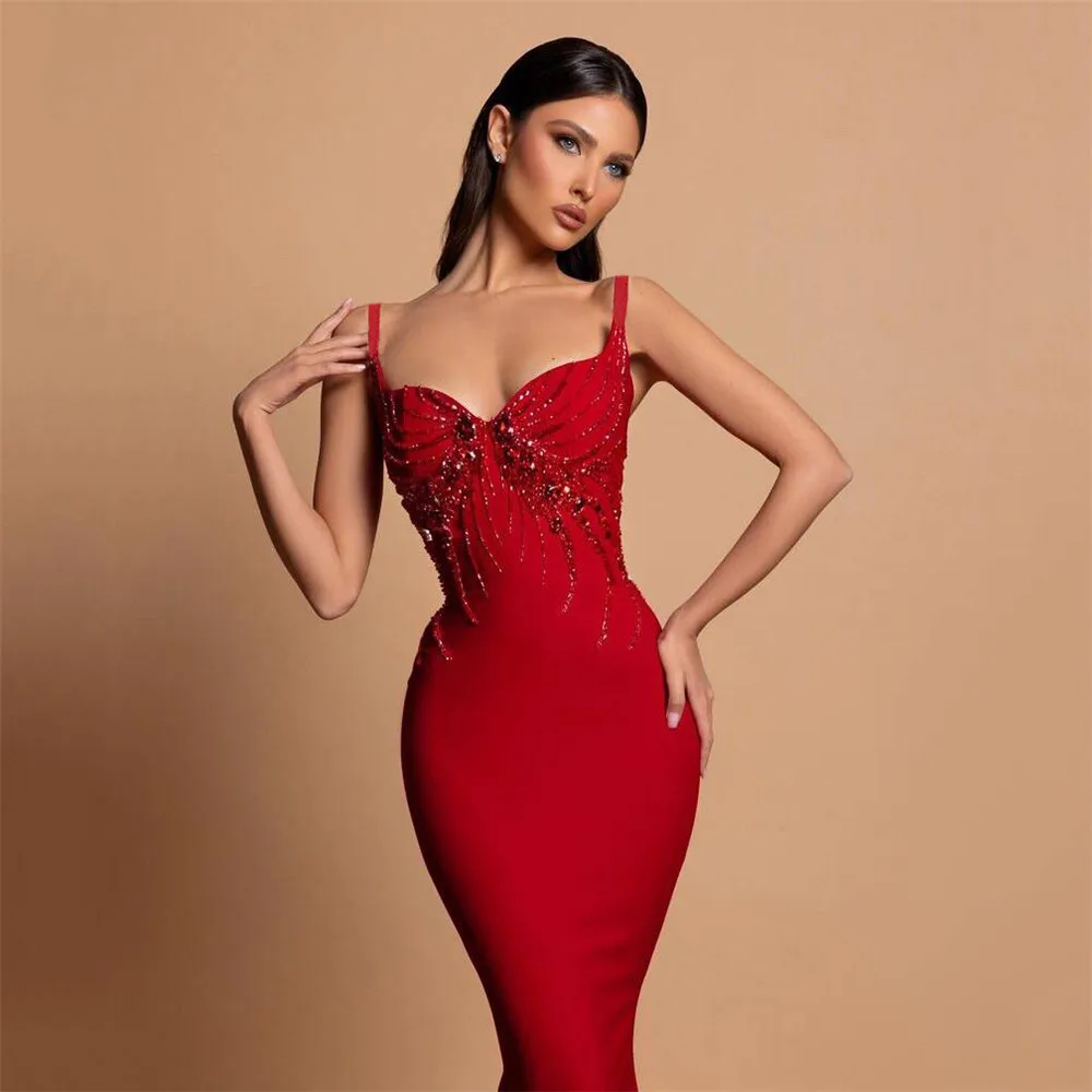 Color: black, Size: XL - Women Sexy Beading Spaghetti Strap Bandage Dress Bodycon Clothes Club Party Celebrity Elegant Dresses