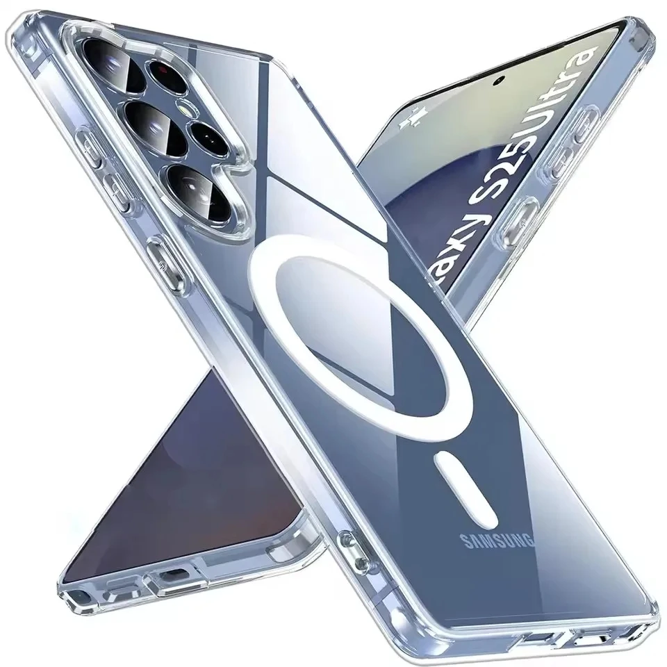 Color: Clear, Material: CANVAS - For Samsung Galaxy Note 10 PLUS 20 Ultra A05 A05S A06 A15 A16 A26 A35 A36 A54 For Magsafe Magnetic Wireless Charging Phone Case