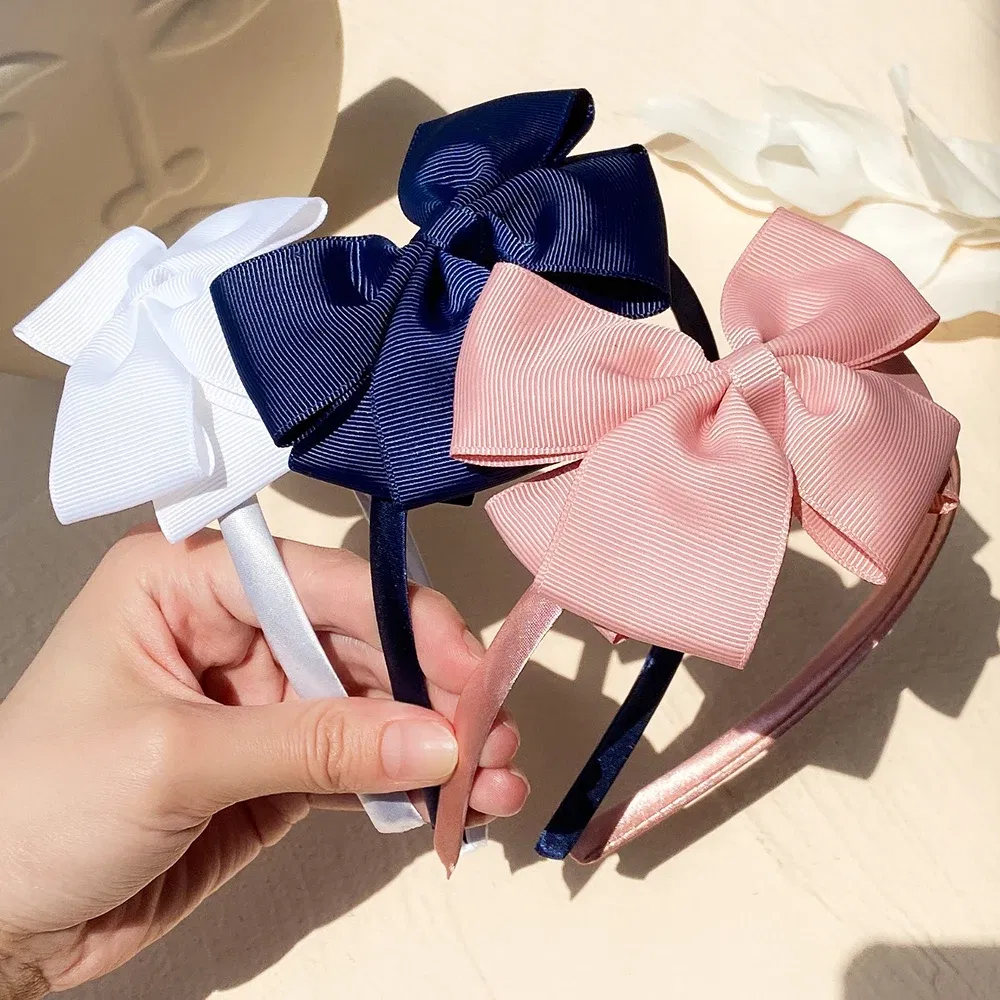 Color: army green - 1 Piece Ribbon Handmade Hair Bows Hairbands for Baby Girls 20 Colors Cute Bowknot Solid Headband Headwear Baby Hair Accessories