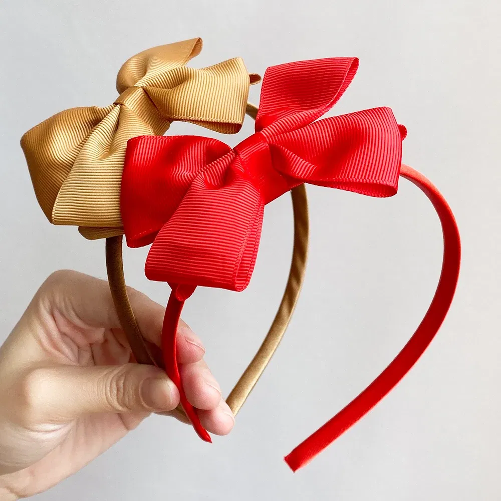 Color: army green - 1 Piece Ribbon Handmade Hair Bows Hairbands for Baby Girls 20 Colors Cute Bowknot Solid Headband Headwear Baby Hair Accessories