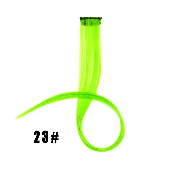 Color: Bug, Stretched Length: 22inches - Synthetic Clip-in Hair Extensions 22" Long Colorful Straight Hair Pieces Synthetic Hairpieces for Daily Festival Party