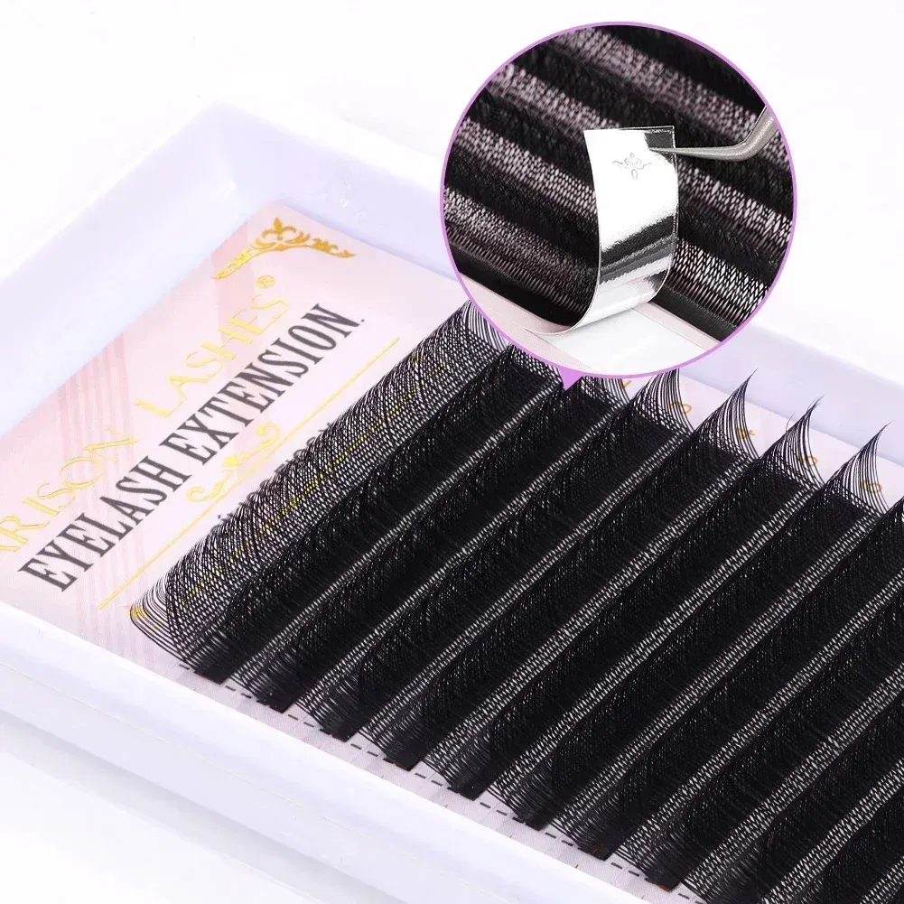 Color: BLACK & RED, Curl: C, Thickness: 0.07mm, Length: 12mm - ARISON YY Lashes and 3D/4D/5D W Shape Lashes Brasileiro Premade Volume Eyelashes Extension Soft Thin Easily Grafting Extension