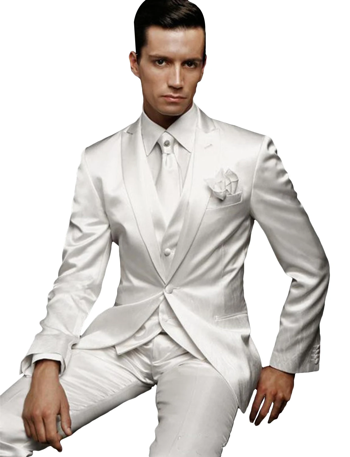 Color: black, Size: 5XL - Men's 3 Piece Suit One Button Tailored Fit Wedding Jacket Tux Vest & Trousers