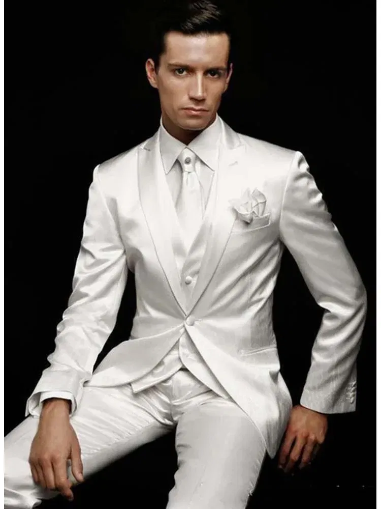 Color: black, Size: 5XL - Men's 3 Piece Suit One Button Tailored Fit Wedding Jacket Tux Vest & Trousers