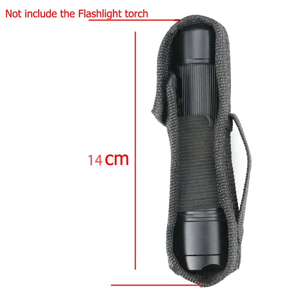 Color: Light Grey - 1PC 12/14/16.5/18cm Nylon Holster Holder Adhesive Belt Pouch Case for LED Flashlight Torch Universal Portable Holster