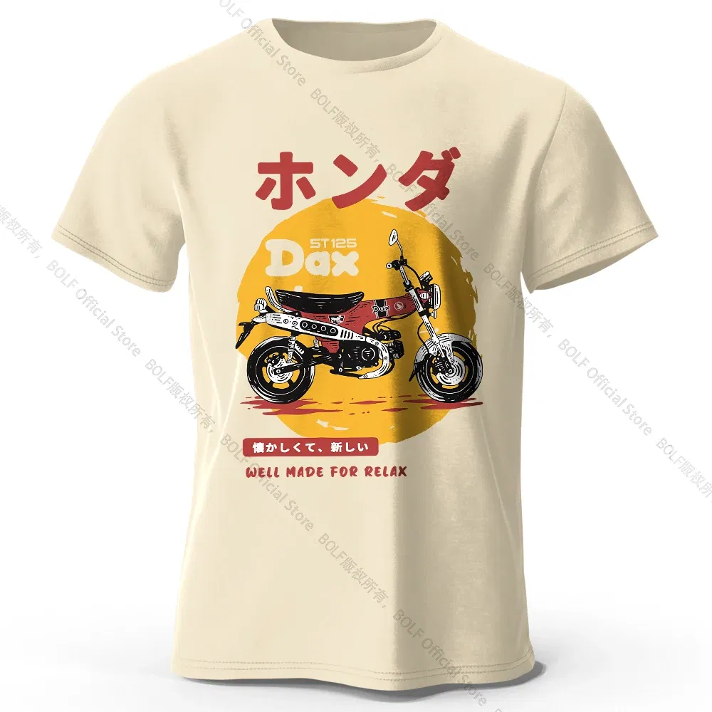 Color: Beige, Size: XXXL - Retro Bike Art T-Shirt 100% Premium Cotton Slim Fit Hand Painted Motorcycle Graphic Tee for Riding Enthusiasts
