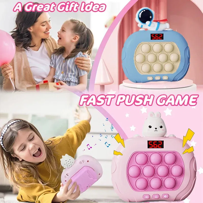 Color: Dark Khaki - 999 Level Electronic Pop Quick Push Bubbles Game Machine Kids Cartoon Fun Squeezing Toys Anti Stress Sensory Bubble Toy Gifts