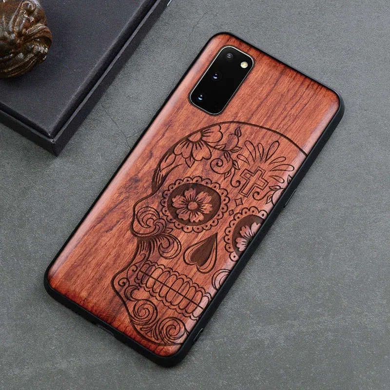 Color: Black, Material: Polyester - Natural Wood Wooden TPU Case For Samsung Galaxy Note 20 Ultra S24 S23 S21 Ultra S20 FE S10 Plus Case Cover Phone Shell Skin Bag