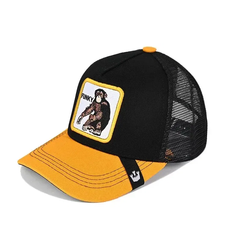 Color: WHITE - Baseball Caps Men Women Snapback Hip Hop Cap With Fashion Animals Embroidery Summer Breathable Mesh Trucker Caps Streetwear Bone