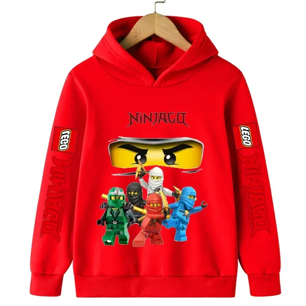 Color: GRAY, Kid Size: 3M - Lego Phantom Ninja Cartoon Children's Hooded Hoodies Casual Sports Sweatshirt 3-13 Year Old Boy Kid Baby Girls Clothes Pullover