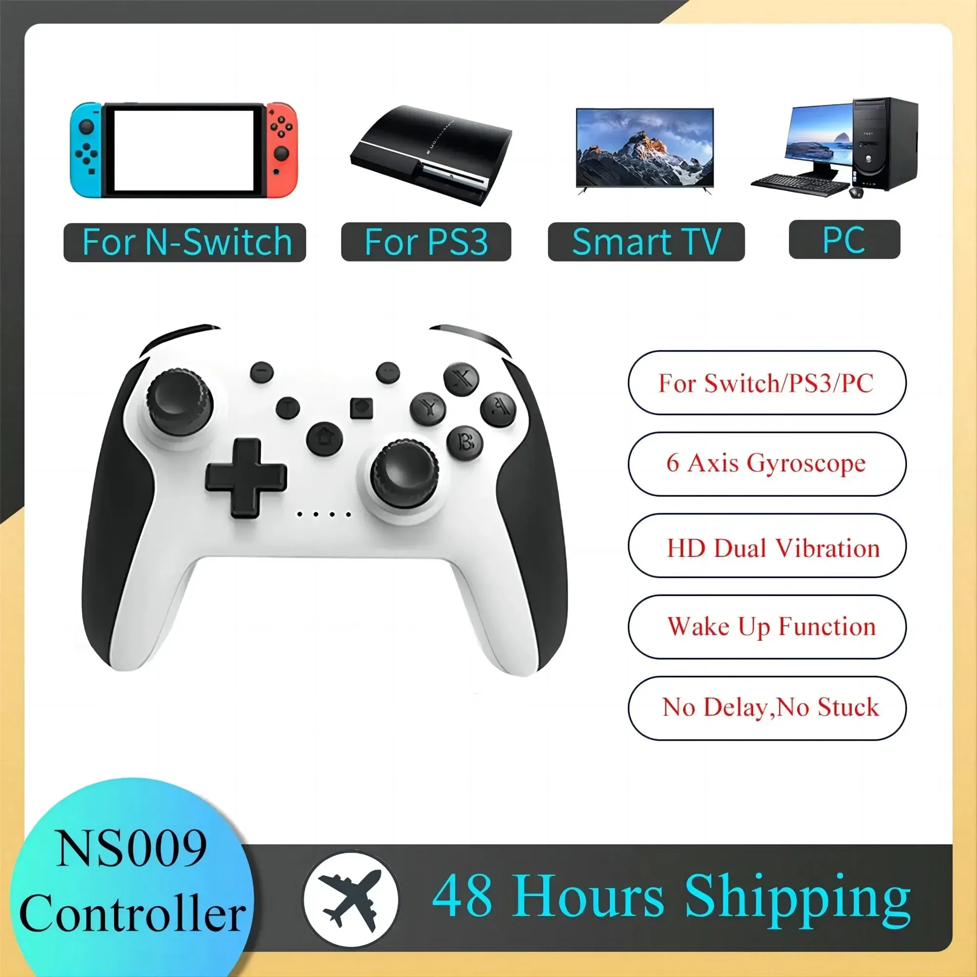 Color: Navy Blue - GAMINJA NS009 Bluetooth Game Controller Wireless Gamepad For Nintendo Switch Console PS3 PC Windows 7 10 Dual Vibration Joystick