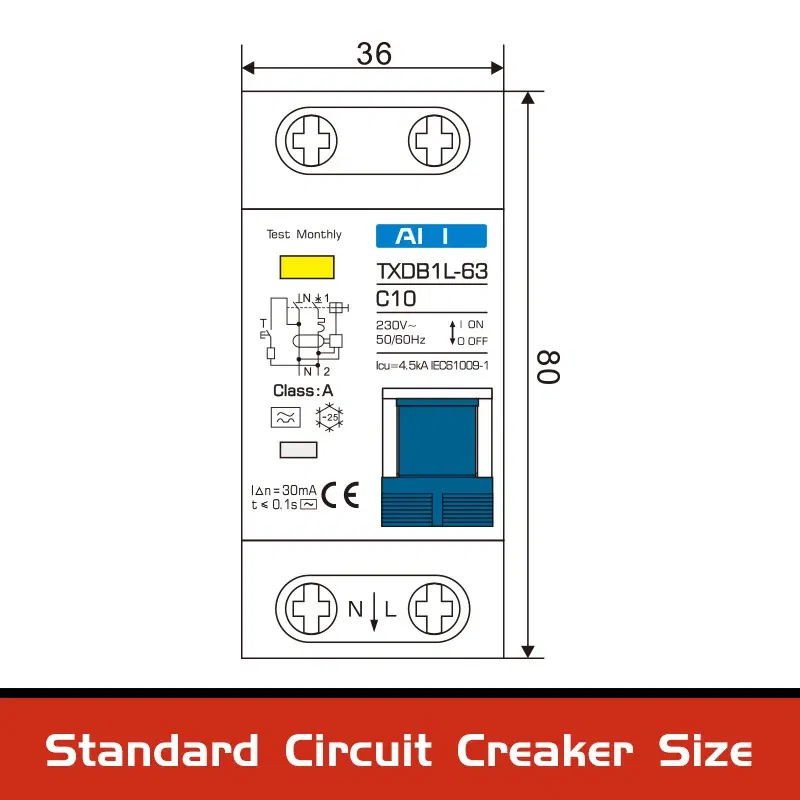 Rated Current: 25A, Ships From: CHINA, Poles Number: 3 - Type A  AC CLASS Rcbo 110V 220V RCCB 10A 20A 40A 50A 63A 30mA Residual Current Circuit Breaker Leakage WIth Overload Protection