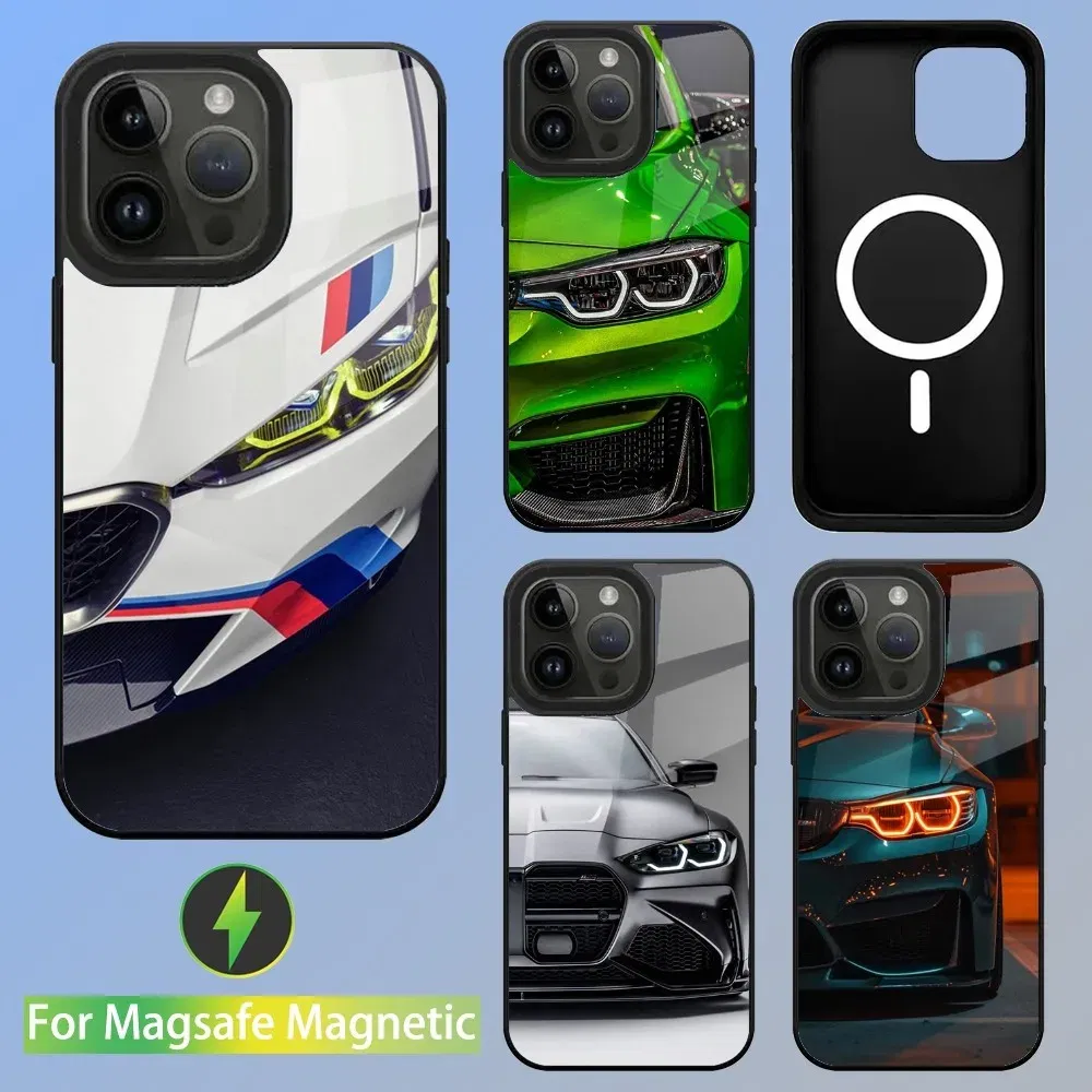 Color: Beige, Material: CANVAS - Cool Sport Car B-BMW Phone Case For iPhone 16,15,14,13,12,11,Plus,Pro,Max Mini Magsafe Magnetic Wireless Charging