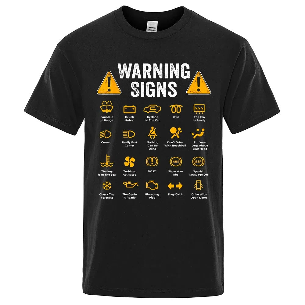 Color: Brown, Size: L - Driving Warning Signs 101 Auto Mechanic Gift Driver Funny Print T-Shirt Fashion Casual Big size T Shirt Cotton Mens Tops Tees