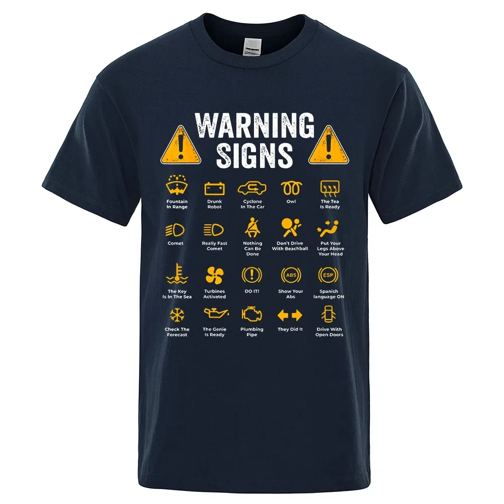 Color: black, Size: L - Driving Warning Signs 101 Auto Mechanic Gift Driver Funny Print T-Shirt Fashion Casual Big size T Shirt Cotton Mens Tops Tees
