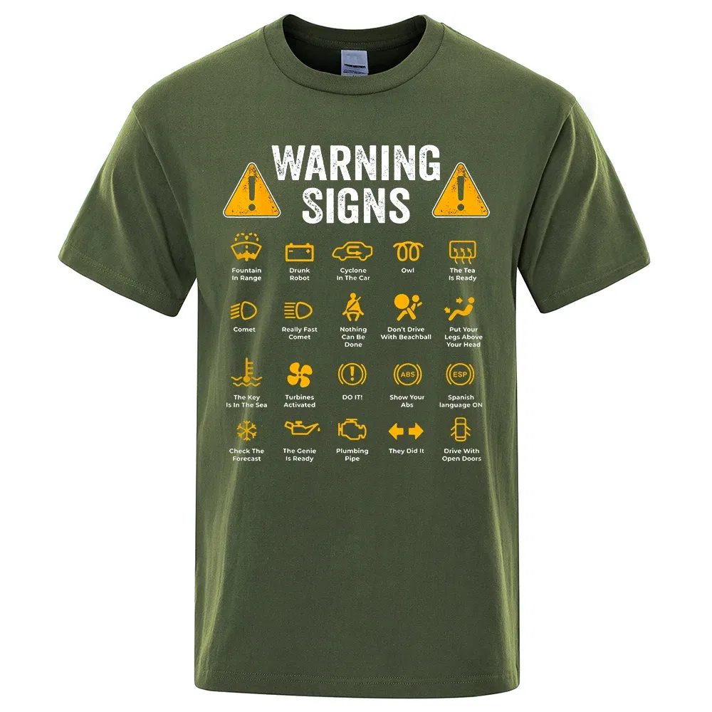 Color: black, Size: L - Driving Warning Signs 101 Auto Mechanic Gift Driver Funny Print T-Shirt Fashion Casual Big size T Shirt Cotton Mens Tops Tees