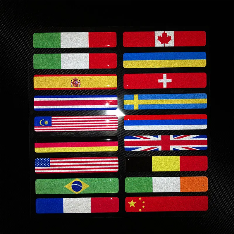 Color: Yellow - 3D Reflective National Flag Sticker Motorcycle Accessories Car Decal British Italy USA France Russia Spain Brazil Chile ukraine