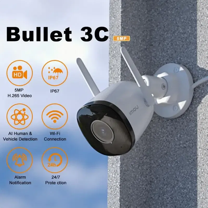 Focus: 2.8mm, Plug Type: EU Plug, Sensor Size: 1/2'', - New! Bullet 3C 3MP/5MP IP Camera Outdoor WIFI Vehicle Detection IP67 Night Vision Security Protection Smart Cameras