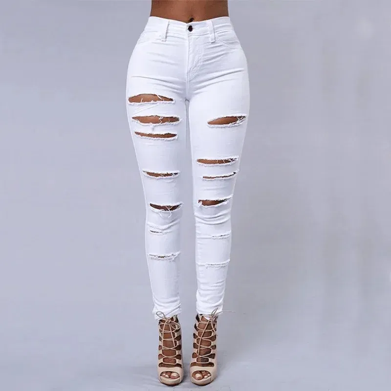 Color: black, Size: S - Women's Ripped Tight Sexy Large Size Skinny Pants Jeans for Women