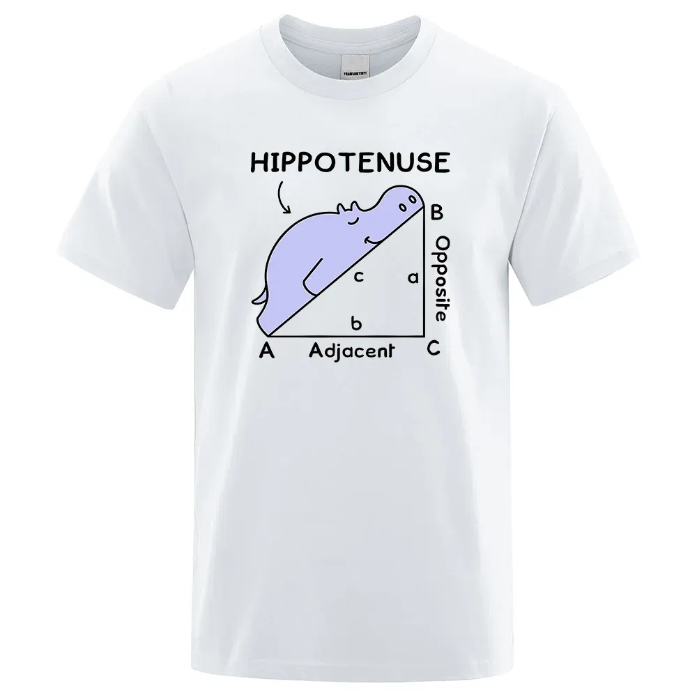 Color: army green, Size: M - Hippotenuse Opposite Adjacent Funny Printed Men Women T Shirts Trigonometric Functions Cotton Short Sleeve Streetwear T-shirt