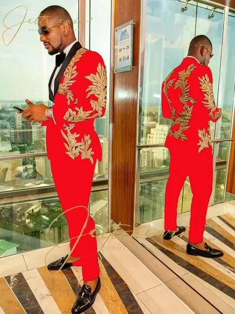 Color: Pink, Size: 4XL - Luxury Groom Wedding Tuxedos Gold Sequins Appliques Black Men Suits Slim Fit Costume Homme Marriage Prom Suits