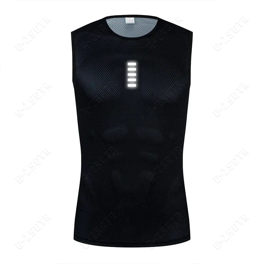 Color: Gold, Size: XXL - Reflective Cycling Base Layers White Cycling Undershirt Quick Dry Vest Sport Underwear Tight Vest High Elastici Vest Bike Jersey