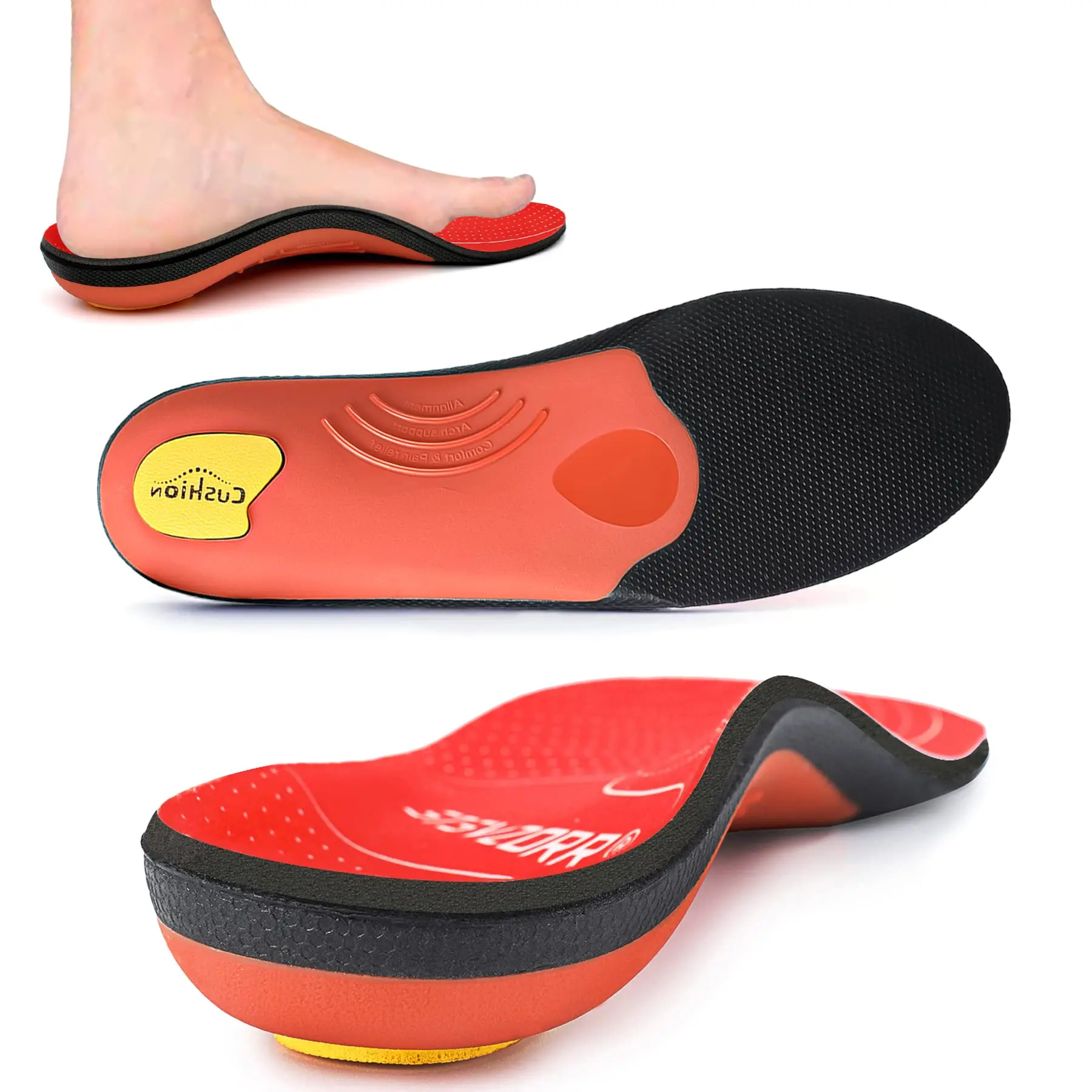 Color: Red, Shoe Size: 17, - iFitna Plantar Fasciitis Orthopedic Sport Insole High Arch Support Men Women Sole, Flat Feet Pain Relief Orthotic Shoe Insert