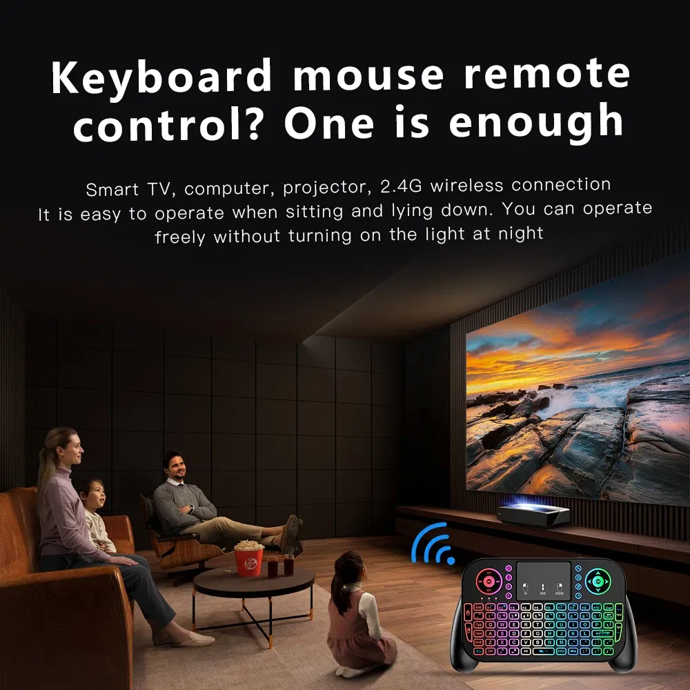 Axis Body: BLACK SWITCH, Color: Green - Mini Wireless Keyboard V8 7 Backlit 2.4G Bluetooth Air Mouse Remote Control Touchpad for Android TV Box