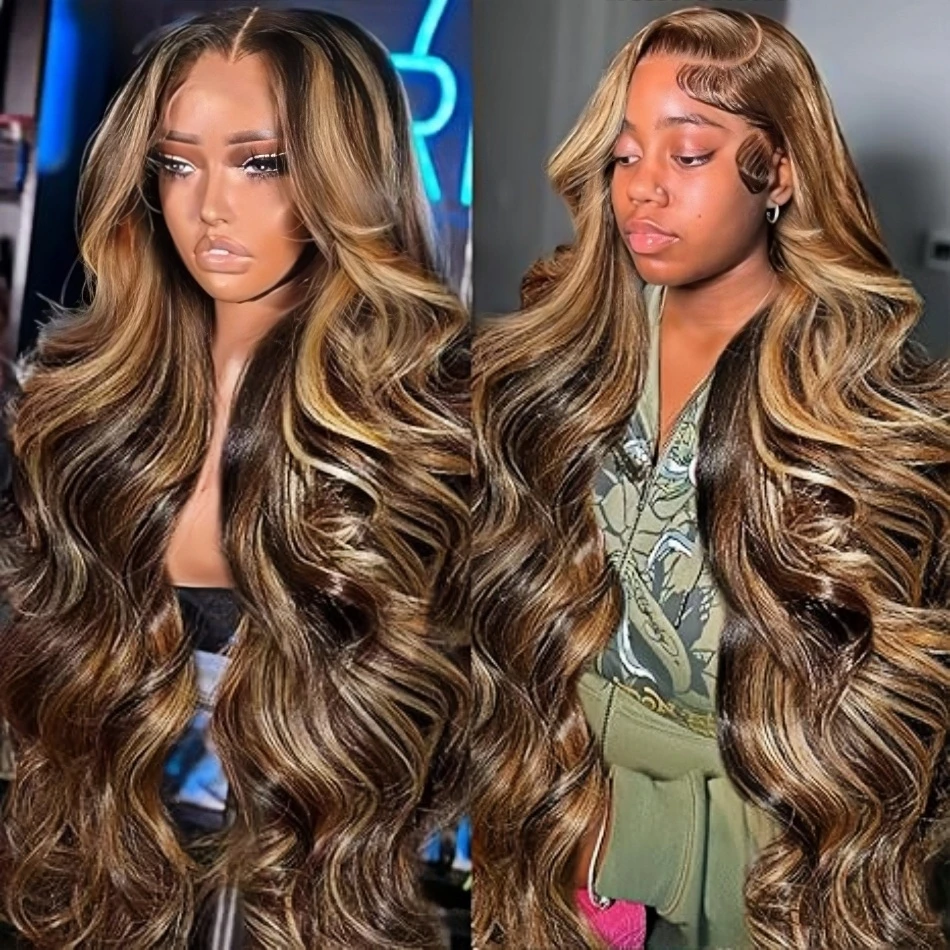 Stretched Length: 38inches, Hair Color: #14, Density: 200%, Ships From: CHINA - 30 32 Inch Highlight Human Hair Body Wave 13x4 Hd Lace Front Wig Brazilian Highlight Colored 13x4 Hd Lace Frontal Wigs For Women