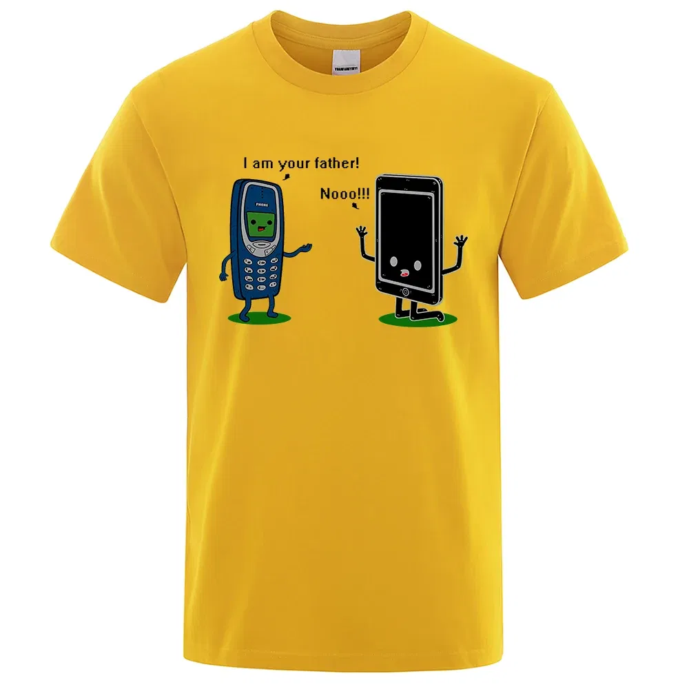 Color: GRAY, Size: M - I'm your father Funny phone T-Shirts Men Women Casual Short Sleeve Crewneck Breathable Tops Cotton Summer Hip Hop Tee Clothing