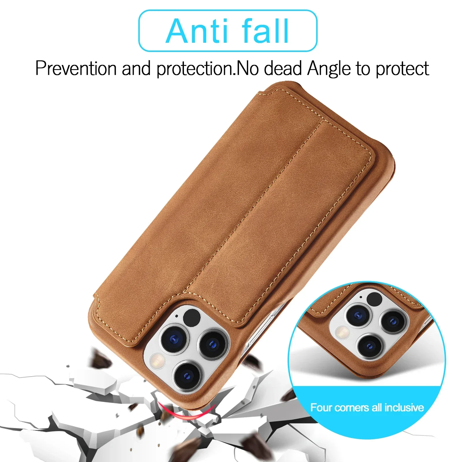 Color: Brown, Compatibility by Model: iPhone 14 Plus - Leather Flip Wallet Phone Cover for IPhone 17E 14 15 16 Pro Max 13 12 Mini 11 XS X XR 8 7 Plus SE 2022 Slim Card Slots Book Bag