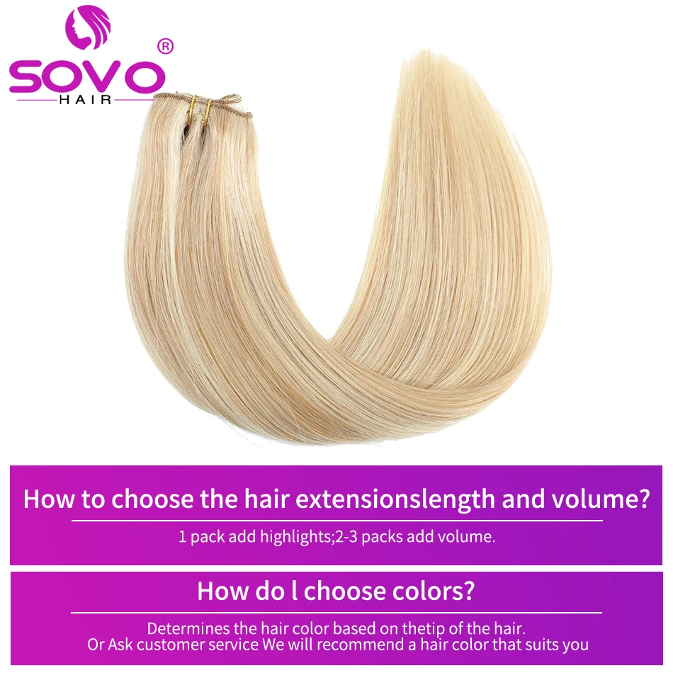 Color: P4/6/27, Length: 6inches - SOVO Clip In Hair Extensions Human Hair 3 Pieces Bone Straight Clip Ins Hair Extension 60-90G Real Natural European Hair 12-26"