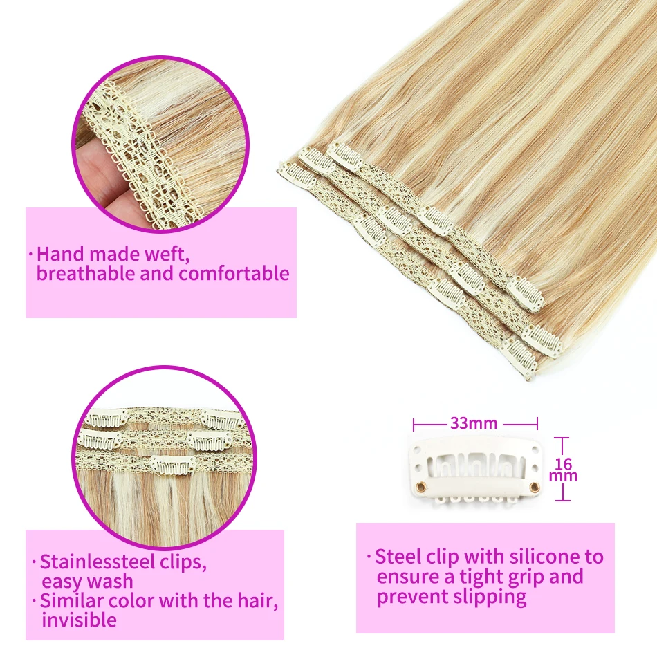 Color: P4/6/27, Length: 6inches - SOVO Clip In Hair Extensions Human Hair 3 Pieces Bone Straight Clip Ins Hair Extension 60-90G Real Natural European Hair 12-26"