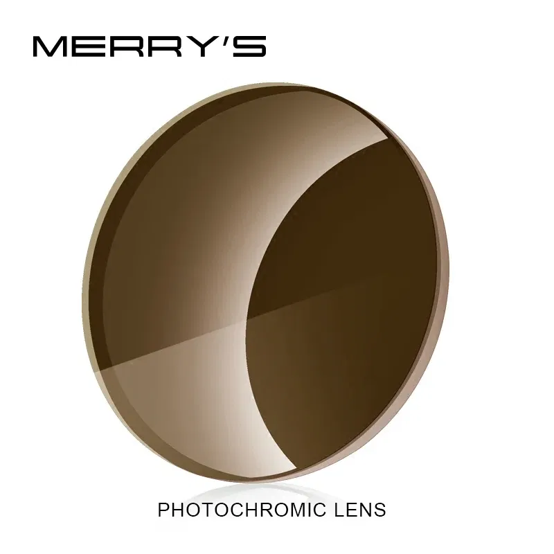 Lenses Color: Blue, Lens Index: 1.56 - MERRYS Photochromic Series 1.56 1.61 1.67 Prescription CR-39 Resin Aspheric Glasses Lenses Myopia Sunglasses Lens