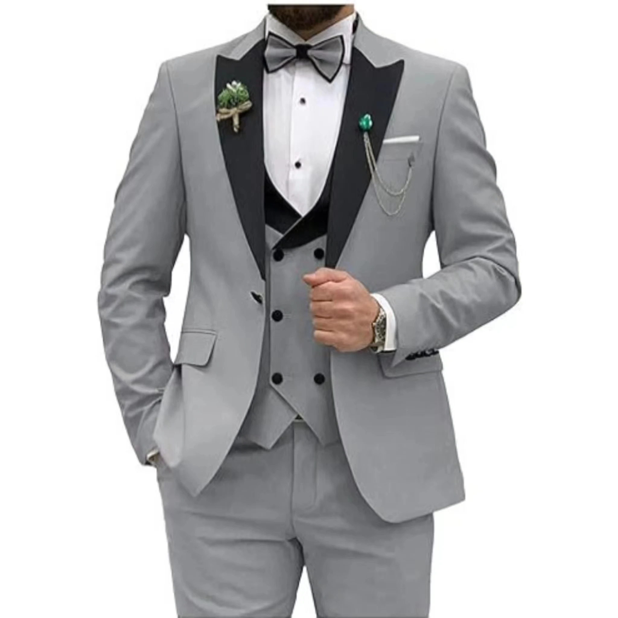 Color: Champagne, Size: XL - Men Suit Colorful Luxury Blazer Vest And Pant Sets 3 Piece Birthday Dress Business  Prom Evening Party Costumes High Quality