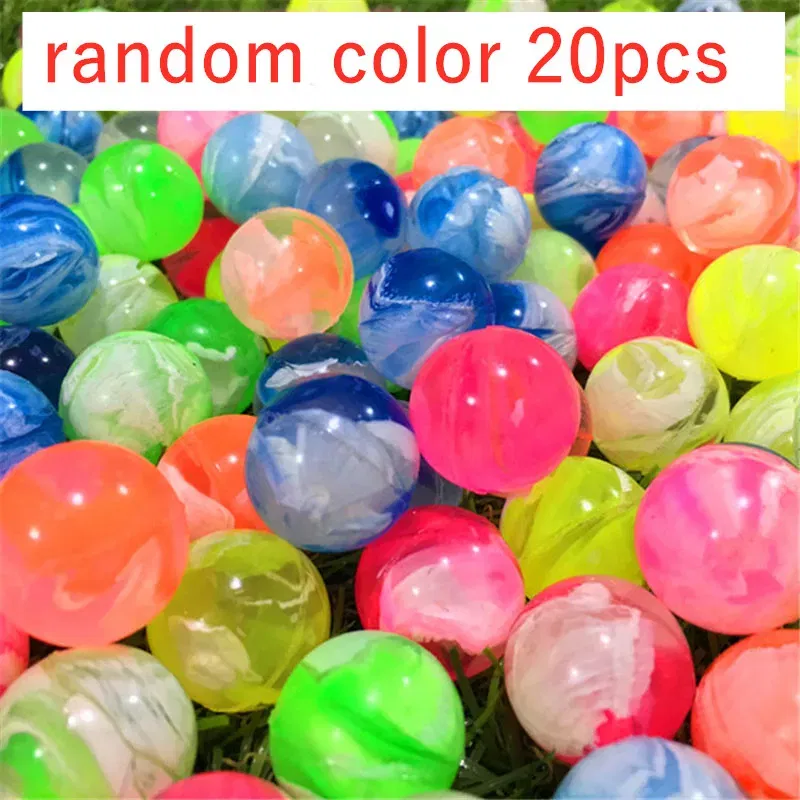 Color: WHITE - 20Pcs/lot Rubber 19mm Cloud Bouncy Balls Funny Toy Jumping Balls Mini Neon Swirl Bouncing Balls Kids Sports Toy Balls Cat Toy
