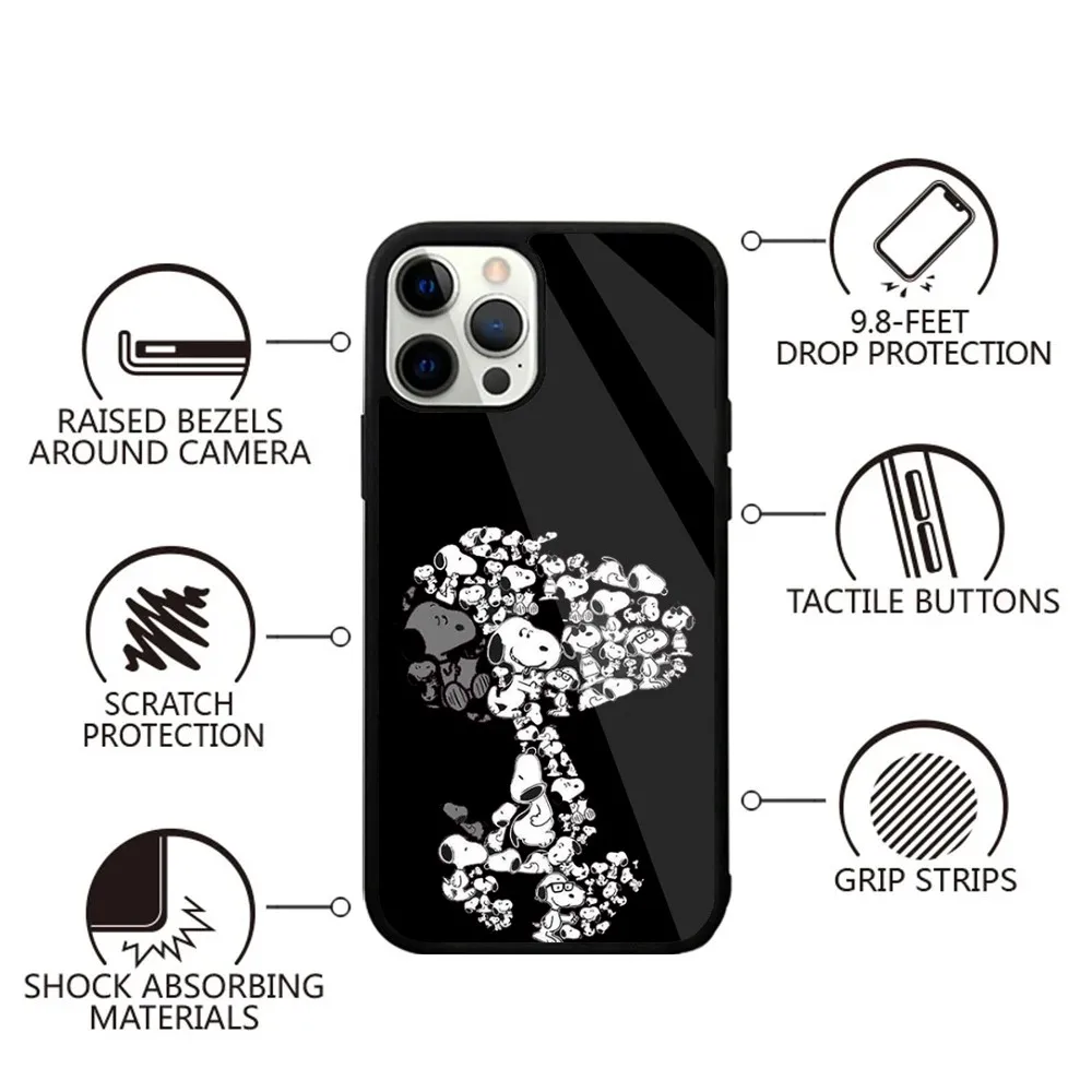 Color: Gold, Material: aluminum - Anime Cartoon-S-Snoopy-s Phone Case For iPhone 16,15,14,13,12,11,Plus,Pro,Max,Mini Magsafe Magnetic Wireless Charging