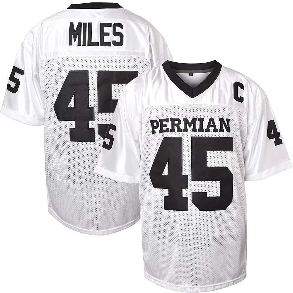 Color: Beige, Size: 8XL - Boobie Miles #45 Permian American football Sport jersey Shirt Embroidery sewing Outdoor sportswear loose clothes High Quality