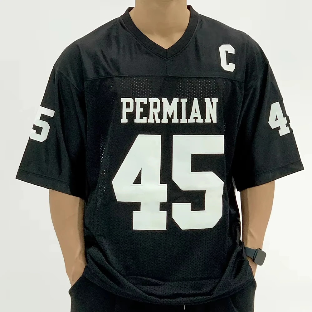 Color: Beige, Size: 8XL - Boobie Miles #45 Permian American football Sport jersey Shirt Embroidery sewing Outdoor sportswear loose clothes High Quality