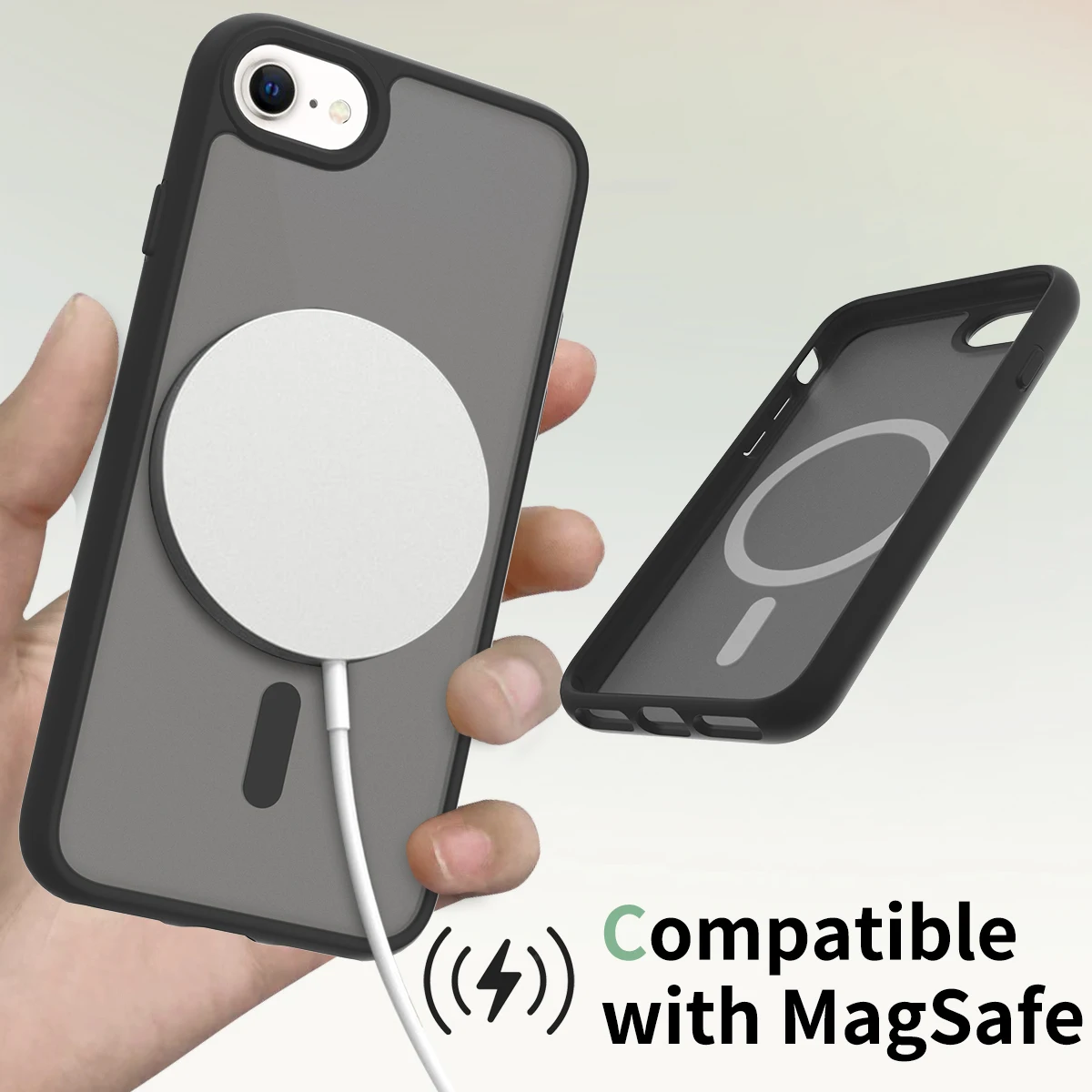 Color: black, Compatible-Phone Models: For iPhone 8 - Non Yellowing Case For iPhone SE 2022 2020 8 16 Pro Max 15 Plus 14 13 Mini 12 11 Magsafe Mag Safe Matte Black Magnet Phone Cover
