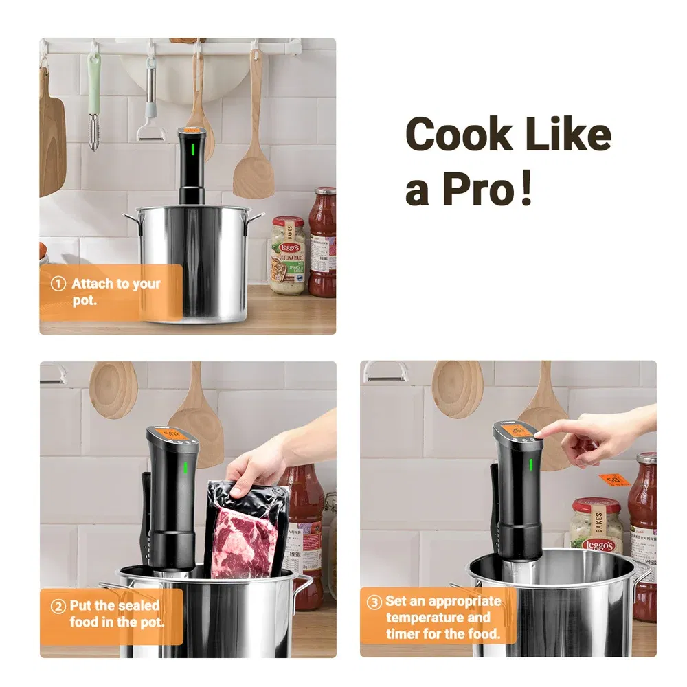 Color: Orange, Ships From: Russian Federation - INKBIRD Culinary Sous Vide ISV-200W Wi-Fi Precision Cooker Powerful&Durable Immersion Circulator with Stainless Steel Components